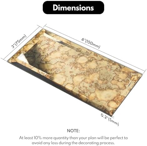 Lovdeco Peel and Stick Beveled Gold Antique Mirror Tile Subway Mirror Glass Backsplash 3x6 Inch for Kitchen Bathroom Wall (40 Pcs, 5 SQ.FT.) - Image 4
