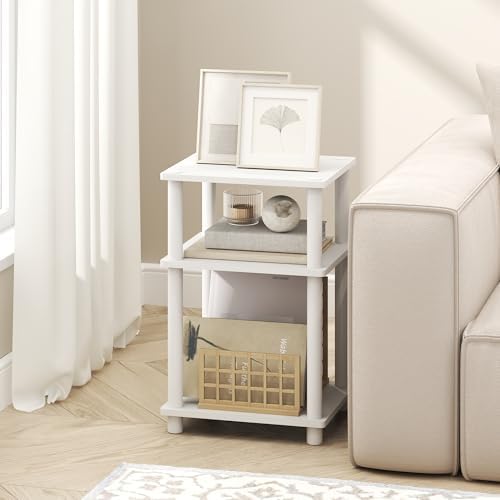 Furinno Turn-N-Tube 3-Tier Toolless Side Table, Compact, White - Image 2