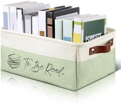 Marsui 1 Pcs TBR Basket Book Storage Bin Bookish Gifts, Green White by Marsui