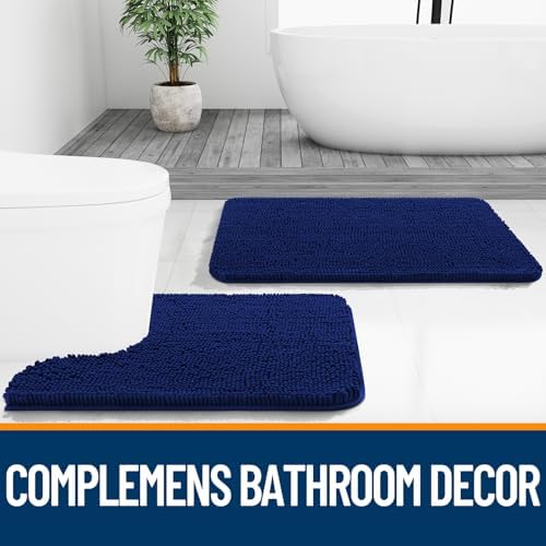 OLANLY Toilet Rugs U-Shaped 24x24, Soft Absorbent Chenille Contour Rugs - Image 7