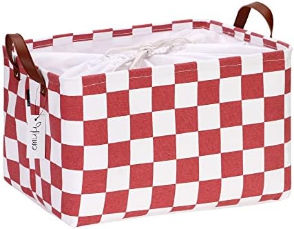 Hinwo 33L Large Canvas Storage Baskets with Lid and Handles by Hinwo