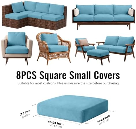 8Pcs Outdoor Cushion Covers, Stretch Patio Furniture Couch Chair Slipcovers - Image 2