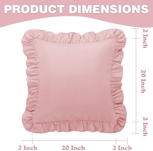 KKJIAF 2 Pack Ruffle Pillow Cases 20x20 Inches, Light Pink - Image 3