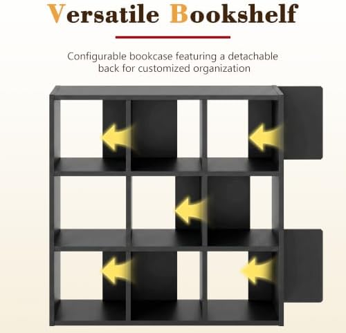 9 Cube Storage Organizer, Multifunctional Bookcase, Black Cube Bookshelf - Image 6