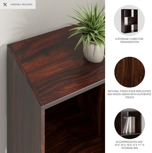 Signature Design by Ashley Glosmount 6 Cube Storage Organizer or Bookcase, Cherry & Light Brown - Image 4