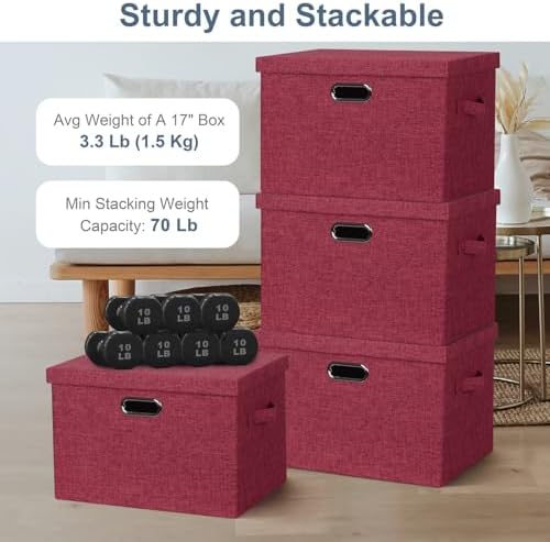 Storage Bins with Lids Fabric Closet Organizers Cubes Office Organization - Image 3