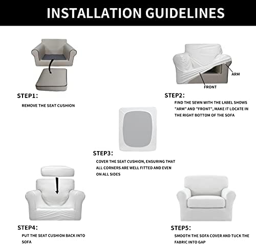 Easy-Going 2 Pieces Stretch Sofa Slipcover for Armchair Washable - Image 6