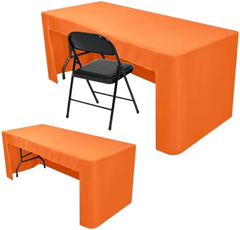 Nasitos 2 Pack 8' Fitted Table Cloth for Rectangular Table Orange Trade Show Table Covers-Open Back Valentines Tablecloth Washable and Wrinkle Resistant Table Cloth, Parties, Buffet, Baby Shower by Nasitoshomedecor