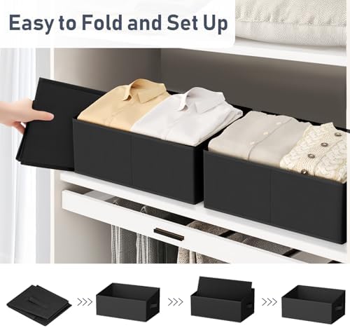 DIMJ Closet Storage Bins 8 Pack - Fabric Storage Baskets for Shelves, Large Clothes Organizers with Handles, Trapezoid Shelf Organization Storage Cubes for Purse, Toys, Books, Towel, Clothes - Image 4