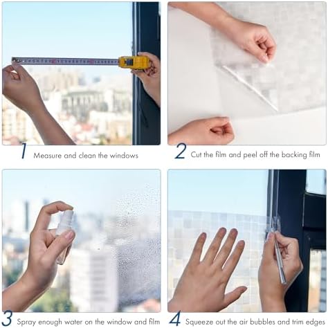 Window Privacy Film, Mosaic Rainbow Decorative Static Cling Glass Sticker No Glue Removable Window Tint with Installation Tools, Anti-UV Front Door Glass Covering for Home, 35.4" x 78.7" - Image 5