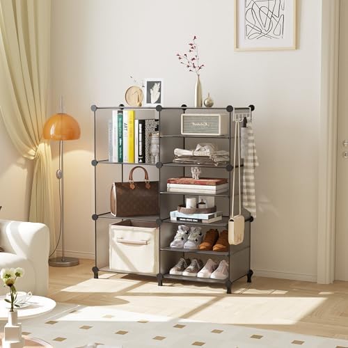 AWTATOS 6 Cube Closet Organizer Storage Shelves, Grey - Image 2