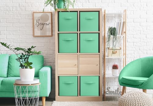Sorbus Fabric Storage Cubes, 6-Pack Foldable Bins (11 Inch, Teal) - Image 4