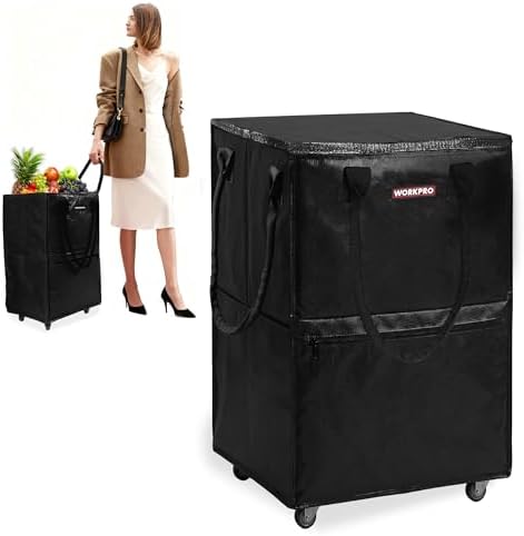 WORKPRO Large Rolling Grocery Bag, 36-Gallon Rolling Tote with 5 Wheels by WORKPRO