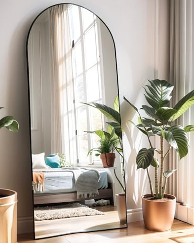 KOMCOTE 71x28 Inch Arched Floor Mirror - Full Length Black Standing Mirror for Bedroom, Living Room, Dressing - Tall Leaner Mirror with Arch Design, Wall or Free-Standing Decor - Image 6