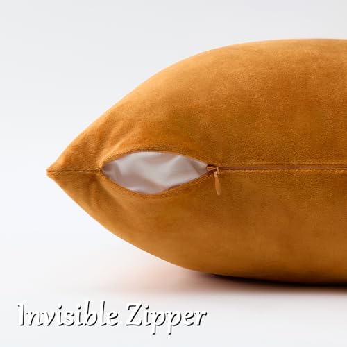GIGIZAZA Orange Velvet Pillow Covers 26x26 Decorative Pillows Pack of 2 - Image 4