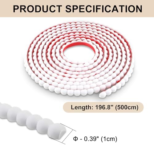 Hungbak 0.39" x 196.8" Peel and Stick Unfinished White Beaded Molding Trim - Self-Adhesive Decorative Strip for Picture Frame, Mirror, Shelf, Wall, Door, Cabinet - Image 2