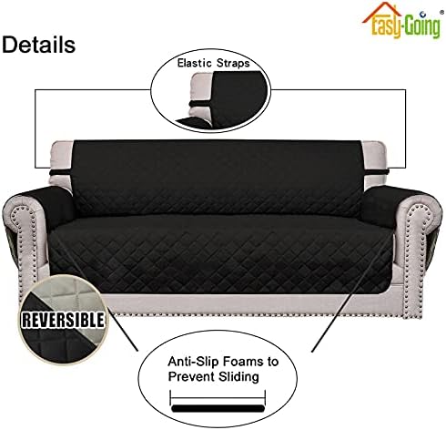 Easy-Going Reversible Couch Cover, Oversized Chair, Black/Beige - Image 3