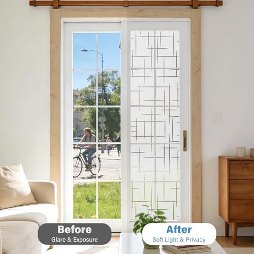 Finnez Window Privacy Film, Frosted Cross Window Cling, 29.5″ x 157.4″ - Image 2