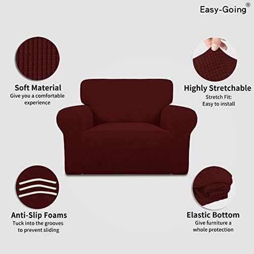 Easy-Going Stretch Oversized Chair Slipcover with Arm Washable Wine - Image 3