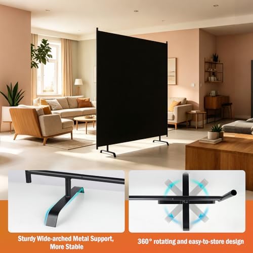Room Divider Panel, 100% Blackout Privacy Screens with Wider Feet, 5Ft x 6FT Portable Room Partition for Room Separator, Room Divider Screen Partition Room Dividers Freestanding - Image 6