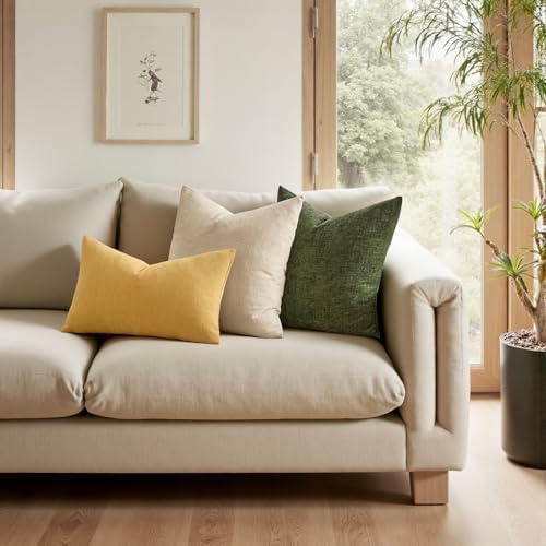 MIULEE Gold Chenille Couch Lumbar Throw Pillow Covers, 12x20 - Image 2