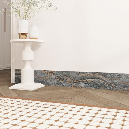 Wallercity Black/Gold Marble Wallpaper Border for Bathroom Peel and Stick Borders Trim Self Adhesive Marble Contact Paper Waterproof Border Stickers for Mirror Frame Wall Corner Blackboard 3.94x197 IN - Image 7