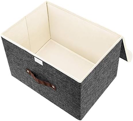 TYEERS Collapsible Storage Boxes, Washable Fabric Storage Bins with Lids, 14.9x9.8x9.8 inches, 3 Pack, Black - Image 3