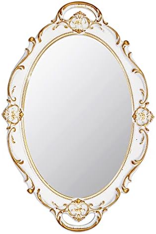Eaoundm 14.5 x 10 inchs Oval Antique Decorative Wall Mirror (White) by Eaoundm