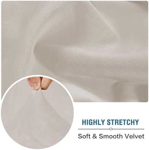 H.VERSAILTEX Velvet Stretch Couch Cushion Cover Plush Cushion Slipcover for Chair Loveseat Sofa Cushion Furniture Protector Seat Cushion Sofa Cover (3 Piece Sofa Cushion Covers, Oatmeal) - Image 6