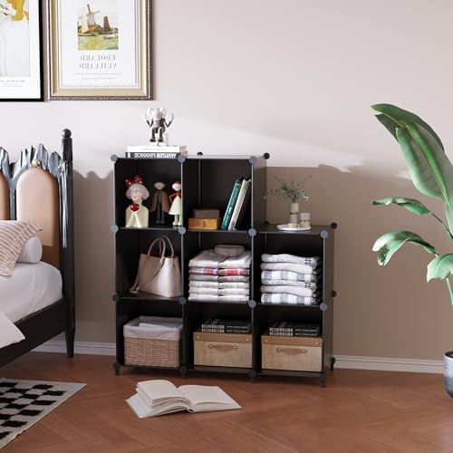 AWTATOS 8 Cube Storage Organizer, Closet Organizer Storage Shelf, Black - Image 3