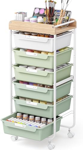 SYKIARIOL Rolling Cart with 6 Drawers,Art Craft Organizer and Storage,Green by SYKIARIOL