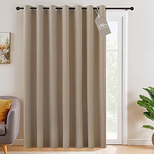 NICETOWN Taupe Sliding Glass Door Curtain 100% Blackout, W100 x L84 in by NICETOWN