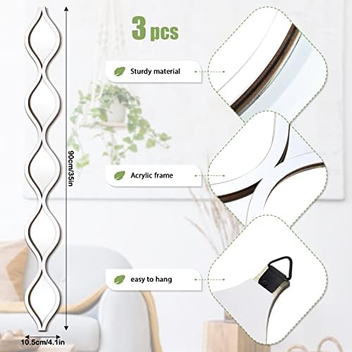 Yulejo 3 Pcs Acrylic Teardrop Mirror Wall Decor Decorative Mirror Narrow Decor Boho Vintage Wall Decals Art for Apartment Home Living Room Bathroom Bedroom Hallway - Image 2