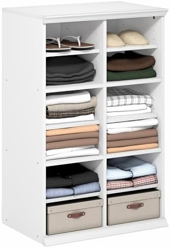 Furinno FANO Closet Organizers and Storage, 12-Cube Closet Organizer with Adjustable Shelves, Stackable Open Shelf Closet Shelves, 15.9 x 23.6 x 36.2 for Wardrobe, Bedroom, Living Room, White by Furinno-FitsYourSpaceFitsYourBudget