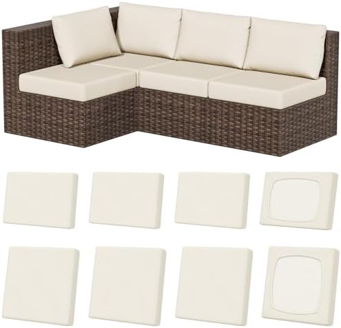 8Pcs Outdoor Cushion Covers, Stretch Patio Furniture Couch Chair Slipcovers by VORSHAPE