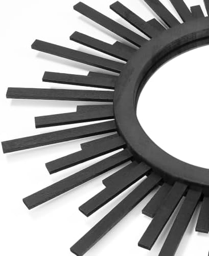 24 Inch Boho Sunburst Mirror, Round Wooden Wall Decor Starburst Sun Mirror for Bedroom, Living Room, Bathroom, Hallway, Balcony, Farmhouse Entryway, Housewarming Gift（Black - Image 6