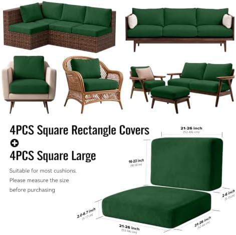 8Pcs Outdoor Cushion Covers, Stretch Patio Furniture Couch Chair Slipcovers - Image 2