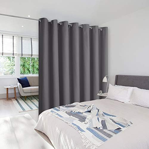 NICETOWN Privacy Room Divider Curtain Screen Partitions, Closet Door Curtain Vertical Blind for Sling Door, Blackout Window Privacy Blinds for Patio (Grey, Single Panel, 11ft Tall x 8.3ft Wide) by NICETOWN