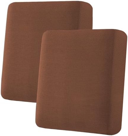 H.VERSAILTEX Super Stretch Individual Seat Cushion Covers Sofa Covers Couch Cushion Covers Slipcover Sets Thick Jacquard Textured Twill Fabric (2 Piece Medium Sofa Cushion Covers, Caramel) by HVERSAILTEX