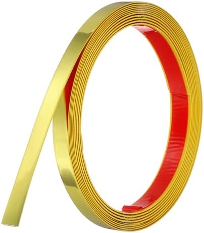 uxcell Gold Peel and Stick Molding Trim, 0.6 Inch x 9.8 ft Self-Adhesive Mirror Tape, Flexible PVC Border Strip for Wall Decoration Tile Edge Ceiling Floor Frame Furniture Decoration by uxcell