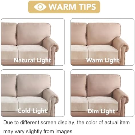 H.VERSAILTEX Velvet Stretch Couch Cushion Cover Plush Cushion Slipcover for Chair Loveseat Sofa Cushion Furniture Protector Seat Cushion Sofa Cover (2 Piece Medium Sofa Cushion Covers, Ivory) - Image 6