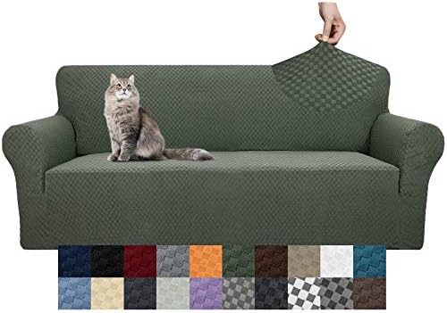 YEMYHOM Couch Cover Latest Jacquard Design High Stretch Extra Large Sofa Covers Pet Dog Cat Proof Oversized Slipcover Non Slip Magic Elastic Furniture Protector (XL Sofa, Army Green) by YEMYHOM