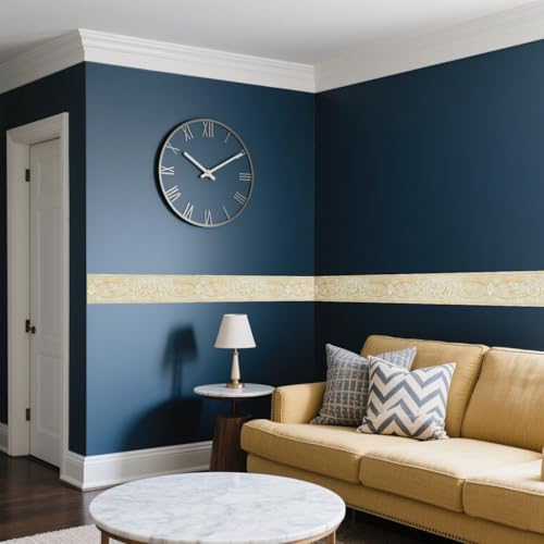 AbaBoorty Beige Floral Wallpaper Border Decor 394"X4.1" Peel and Stick Wall Border Waterproof Tiles Sticker Wallpaper Self Adhesive Removable Wall Stickers for Bedroom Living Room Decor - Image 4