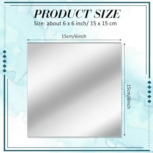 Soaoo 30 Pcs Square Glass Mirror Tiles 6 Inch Square Mirror Mosaic Panels Glass Tile Craft for DIY Crafts Projects Supplies Decoration Centerpieces Home Wall Table Ceiling Decor - Image 2