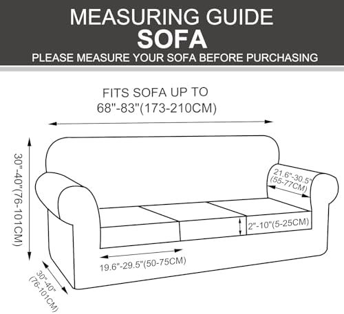 U-NICE HOME 4 Pieces Stretch Couch Cover Sofa Slipcover, Beige - Image 7