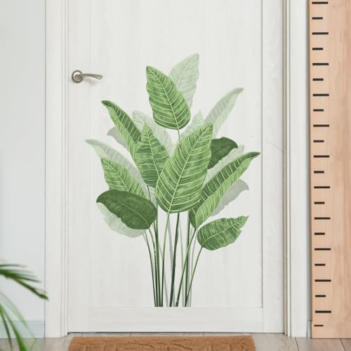 Tropical Plant Leaves Wall Decals, Boho Spring Summer Green Palm Leaf Bird of Paradise Wall Stickers Poster Art Murals Decor for Adult Nursery Classroom Living Room Office Bedroom Gifts for Mom - Image 5