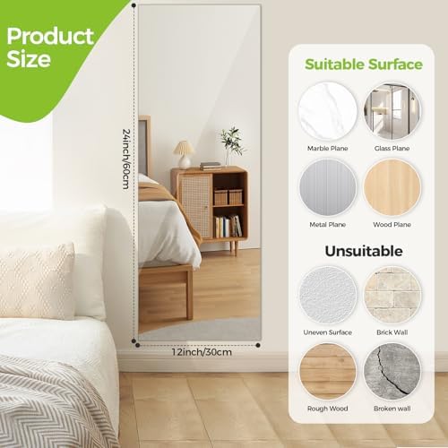 10 Pcs 12" x 24" Acrylic Self Adhesive Mirror Tiles for Wall 2mm Thick Flexible Stick Mirror Sheets Mirror for Home Gym Bedroom Ceiling Workout - Image 5