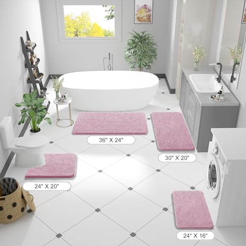 OLANLY Bathroom Runner Rugs 40x24, Extra Soft Absorbent Chenille Bath Rugs - Image 2