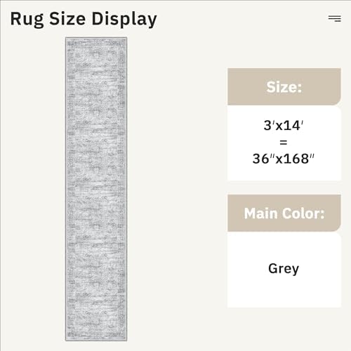 Soalmost Washable Hallway Runner Rug 3x14 Kitchen Entry Rugs Non-Slip, Grey - Image 5
