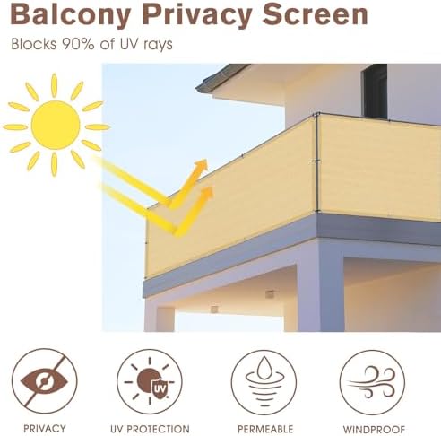 SUNNY GUARD 3' x 16' Balcony Privacy Screen, HDPE Patio Railing Cover Fence - Image 2